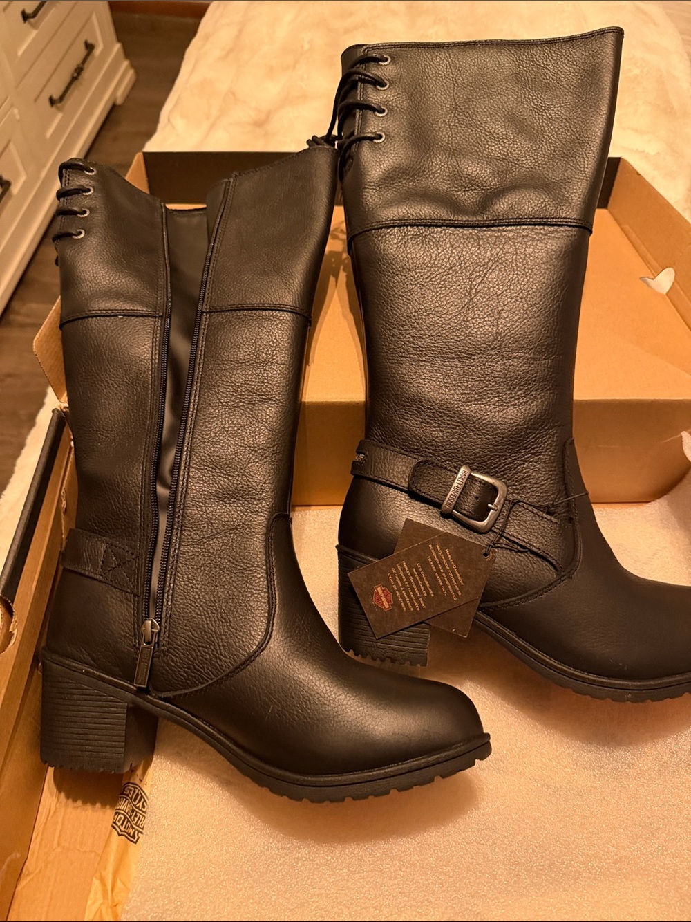 Women's Harley Davidson Black Knee-High Riding Boots